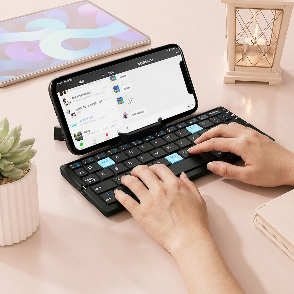 Mini clavier sans fil pliable ultra-fin noir