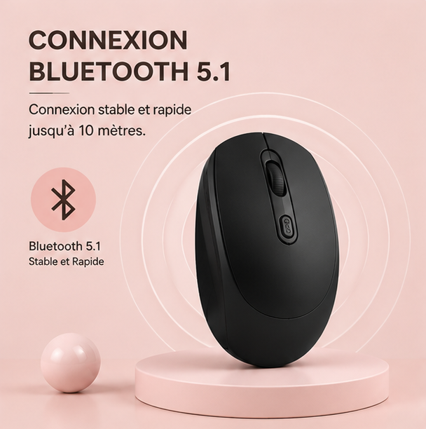 Souris sans fil minimaliste - Noir mat