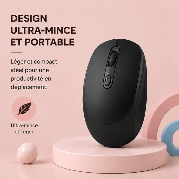 Souris sans fil minimaliste - Noir mat