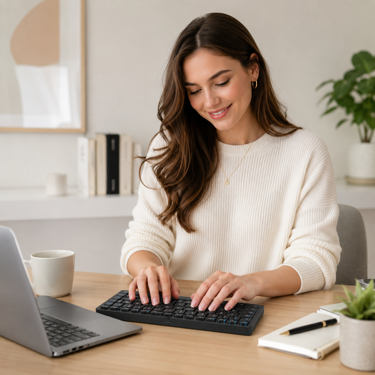 Mini clavier sans fil pliable ultra-fin noir