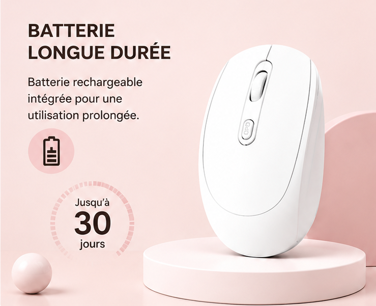 Souris sans fil minimaliste – Blanc perle