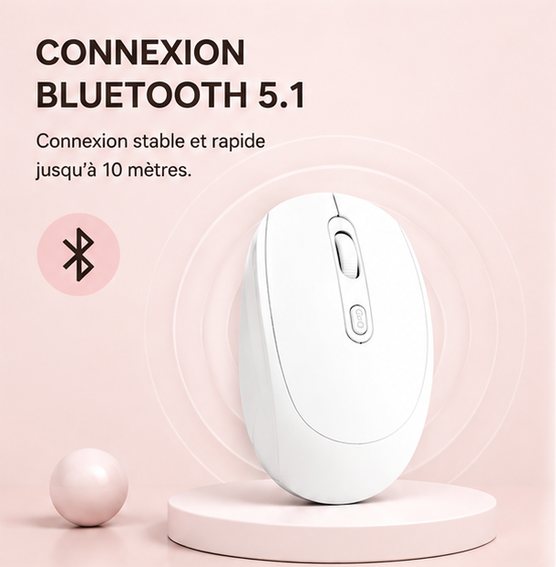 Souris sans fil minimaliste – Blanc perle