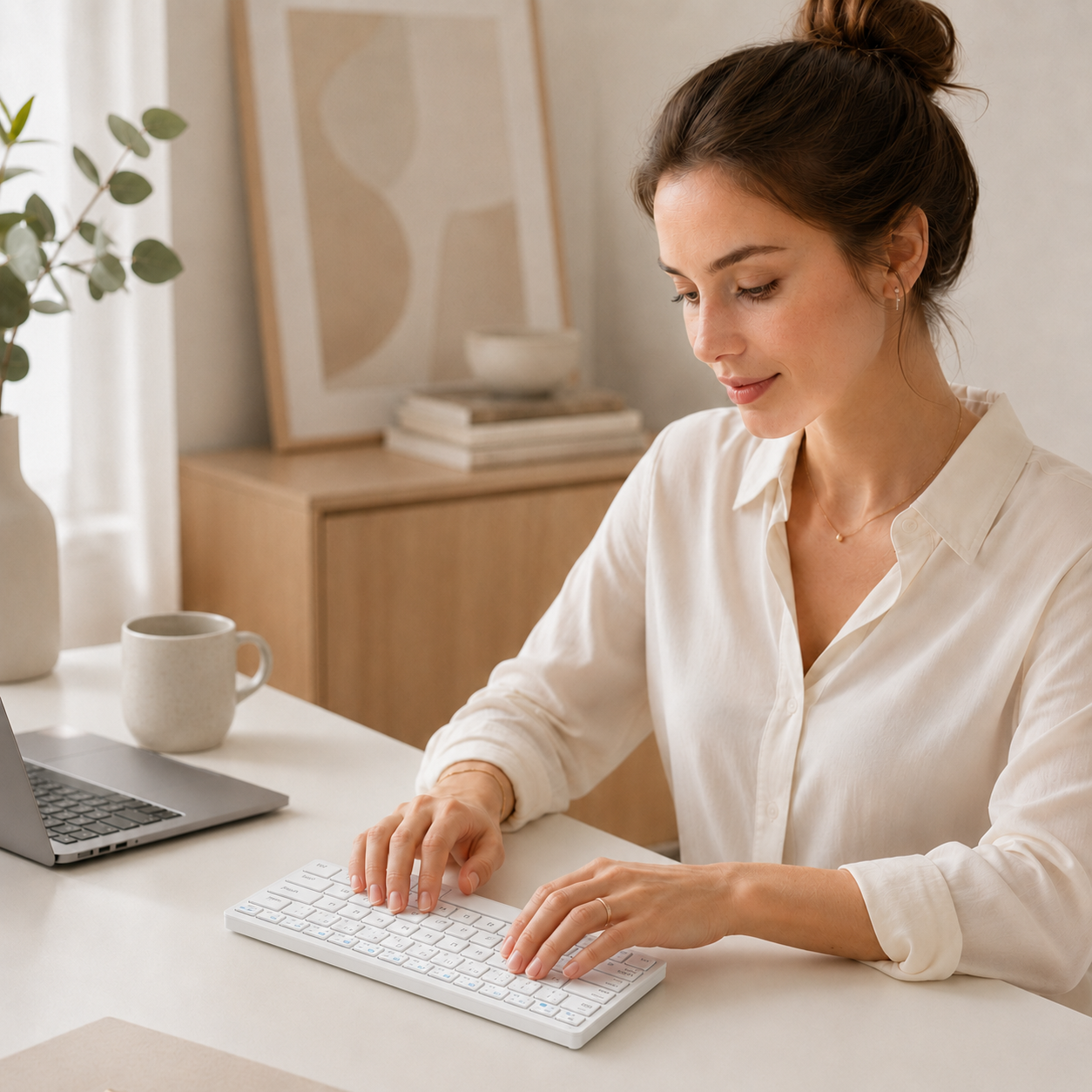 Mini clavier sans fil pliable ultra-fin blanc