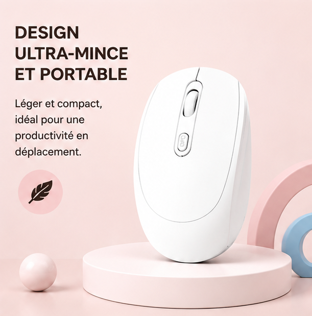 Souris sans fil minimaliste – Blanc perle
